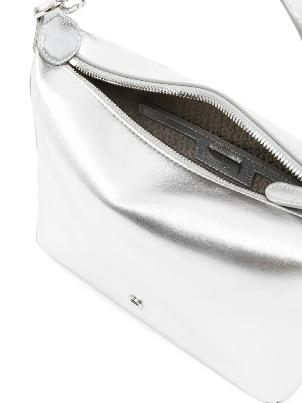 AIGNER Fashion metallic clutch met logo-plakkaat Zilver