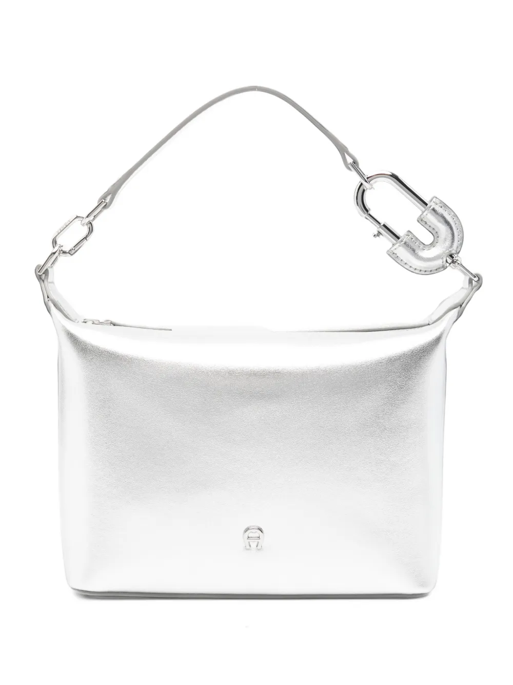 AIGNER Fashion metallic logo-plaque clutch bag - Argento