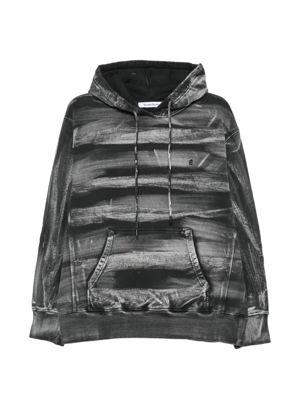 Études Studio bleached-effect logo-embroidered hoodie - Black