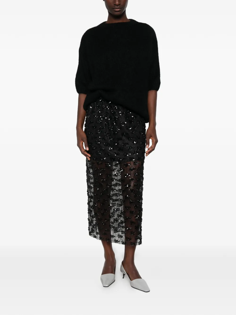 Dixie Crew-neck Short-sleeve Sweater In Black