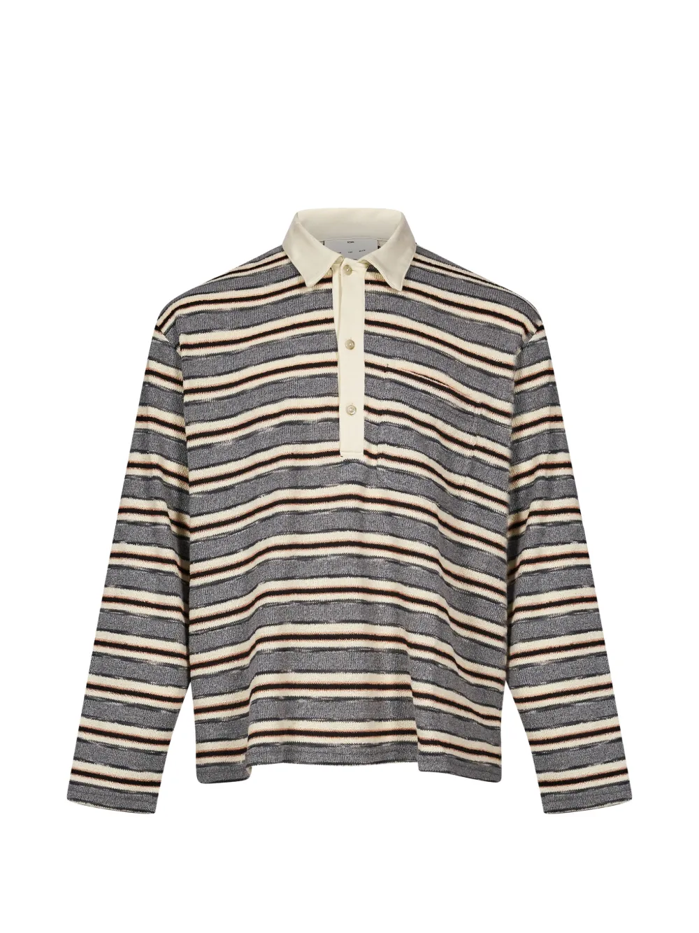 Song For The Mute striped long-sleeve polo shirt - Grigio