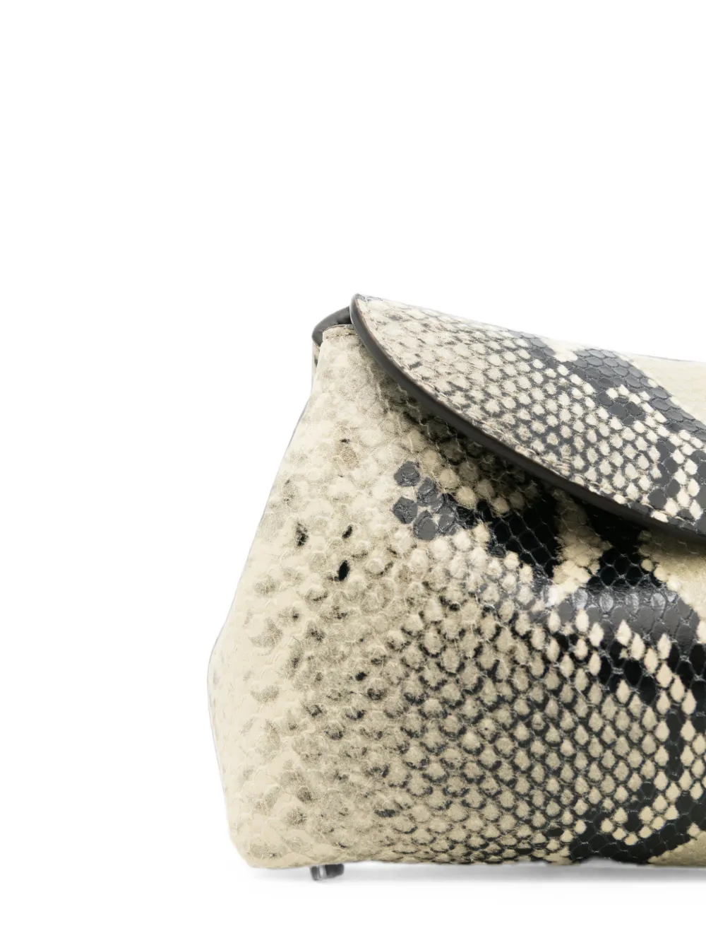 TOTEME Leren mini-clutch met slangen-effect Beige