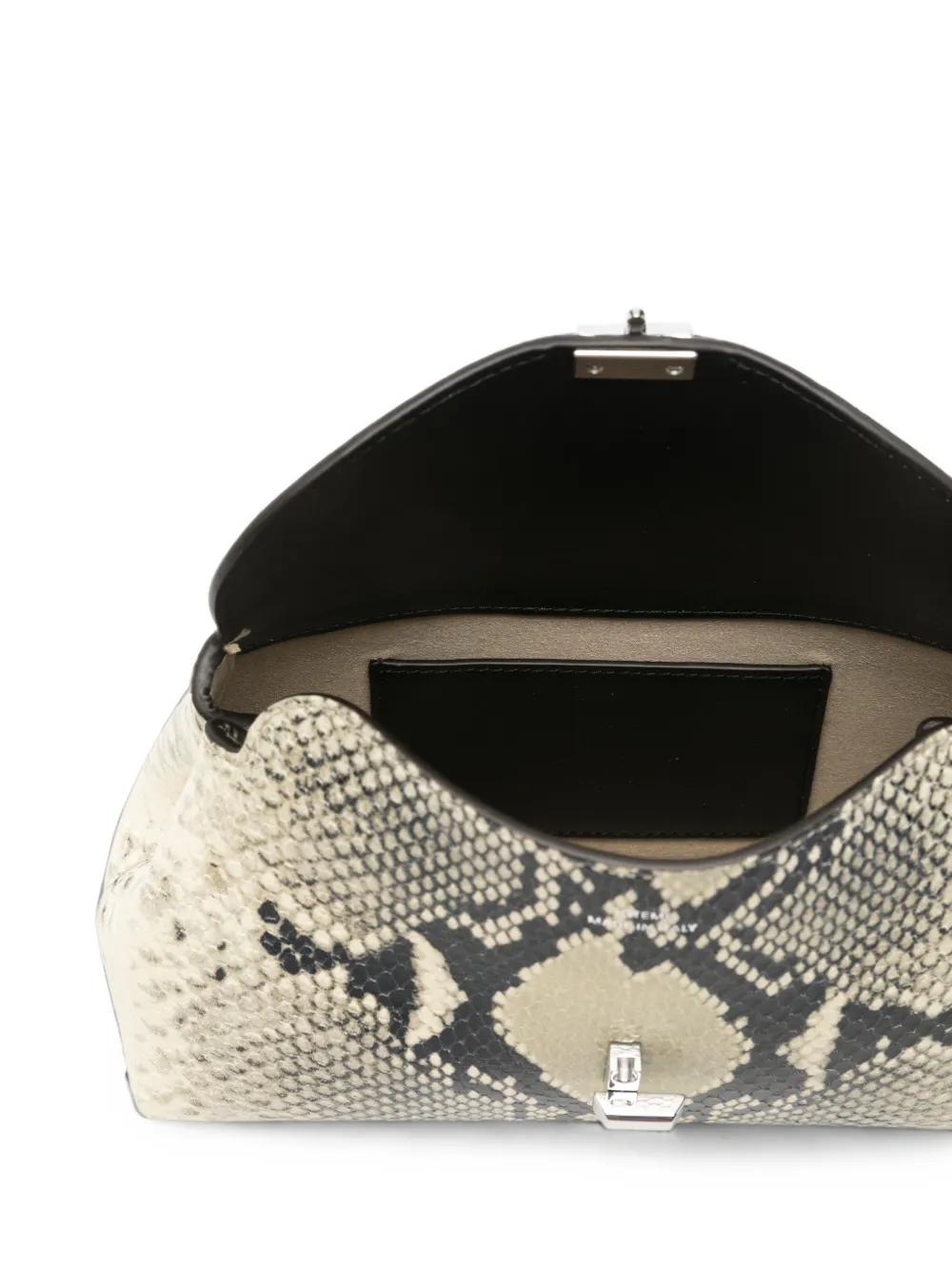 TOTEME Leren mini-clutch met slangen-effect Beige