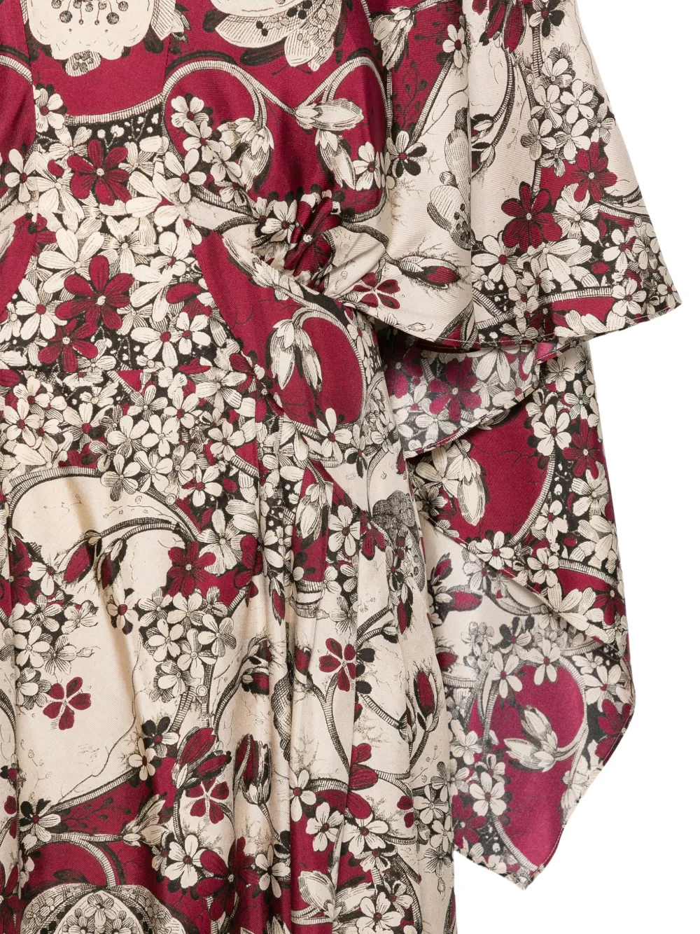 Antonio Marras Jurk met bloemenprint en capemouwen Rood