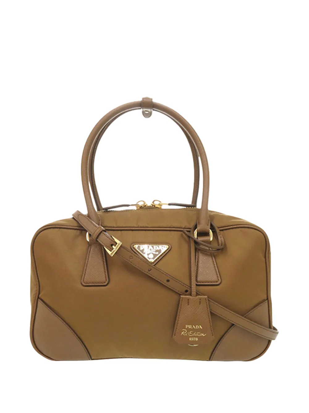 Prada Pre-Owned 2013-2026 Medium Saffiano Trimmed Re Nylon Re Edition 1978 satchel - Marrone