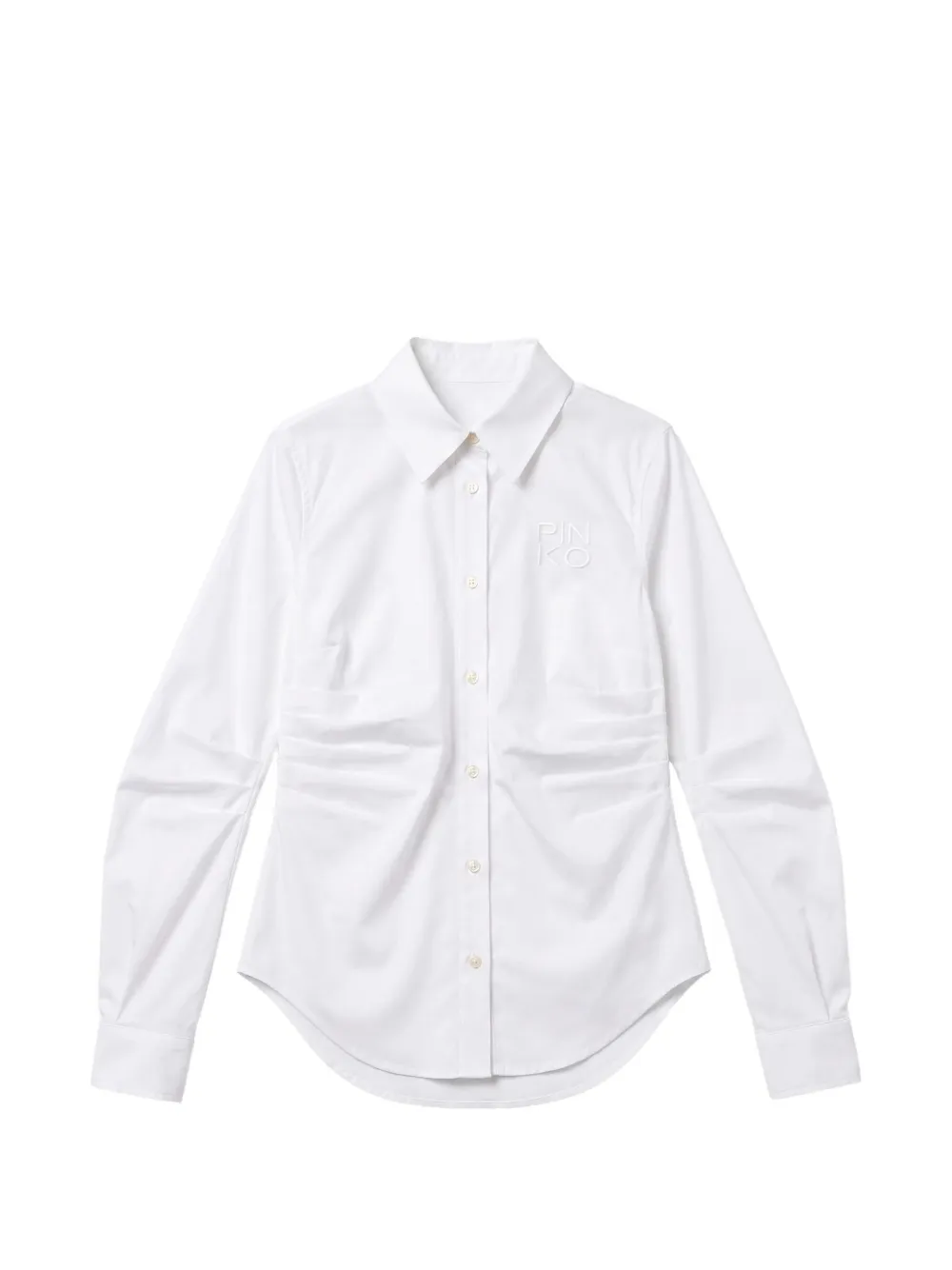 Pinko Kids ruched embroidered shirt - Bianco
