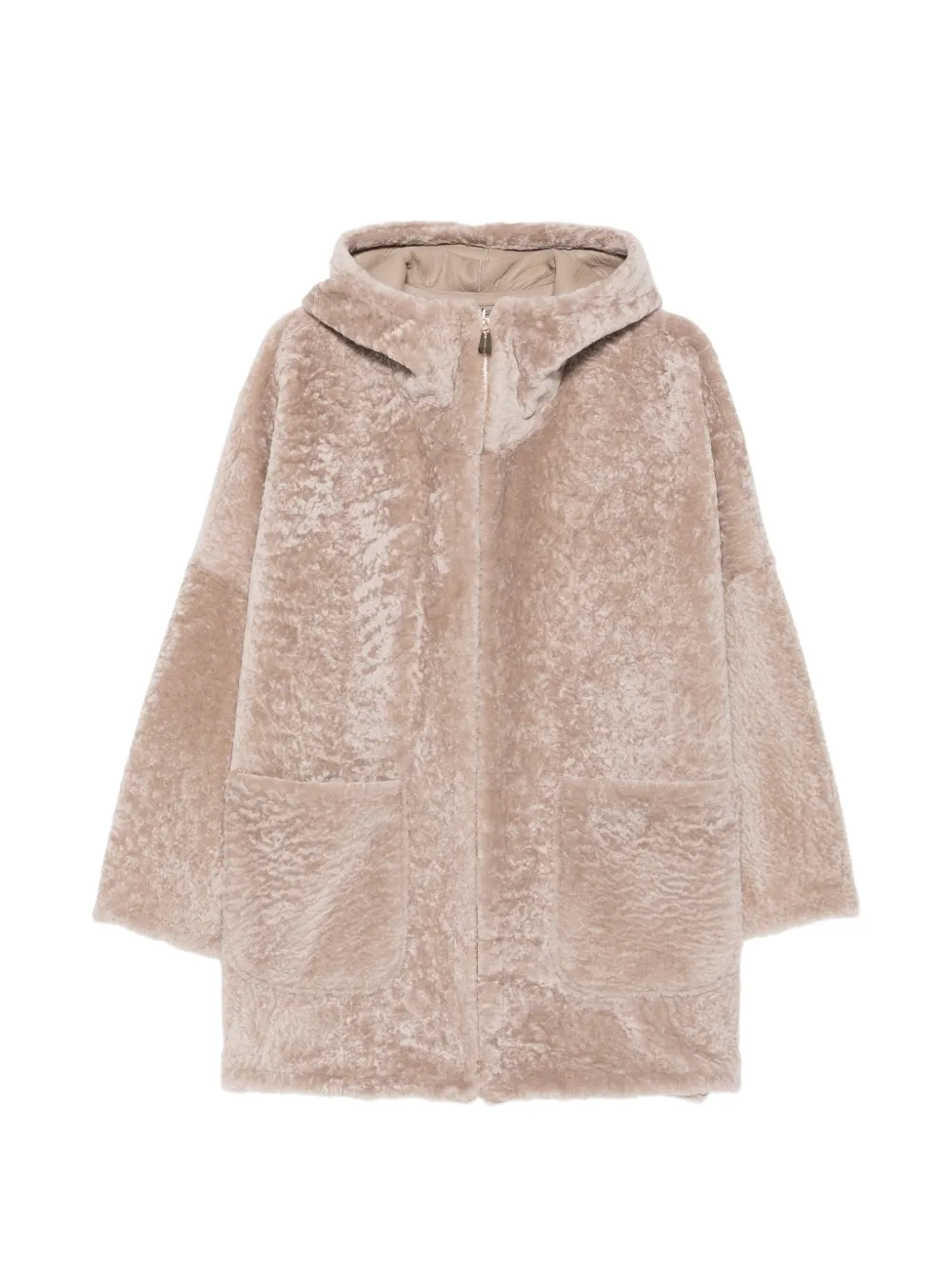 Manzoni 24 beige hooded coat - Toni neutri