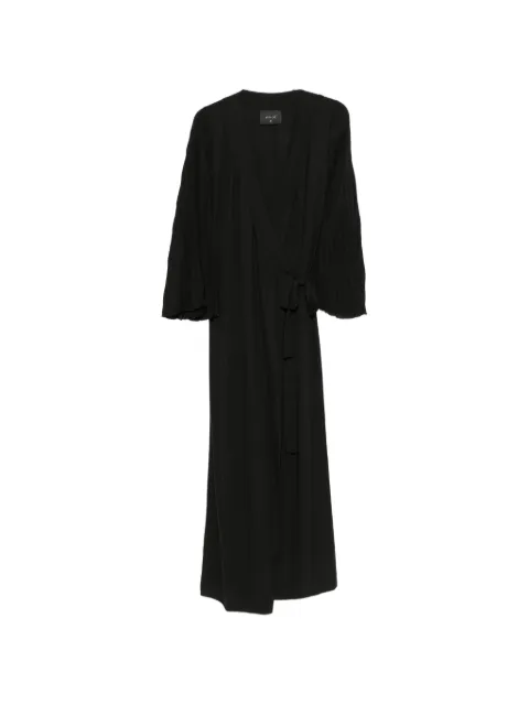 PHILIA LOFT V-neck pleated-sleeve maxi dress