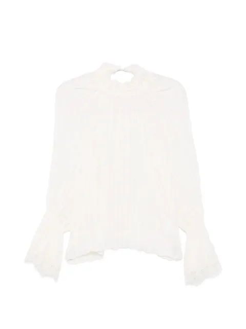PHILIA LOFT lace-trimmed pleated top