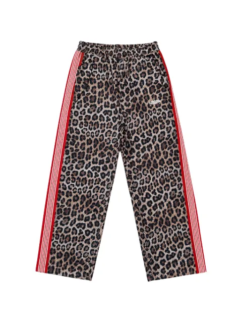 BARROW leopard-print side-stripe track pants