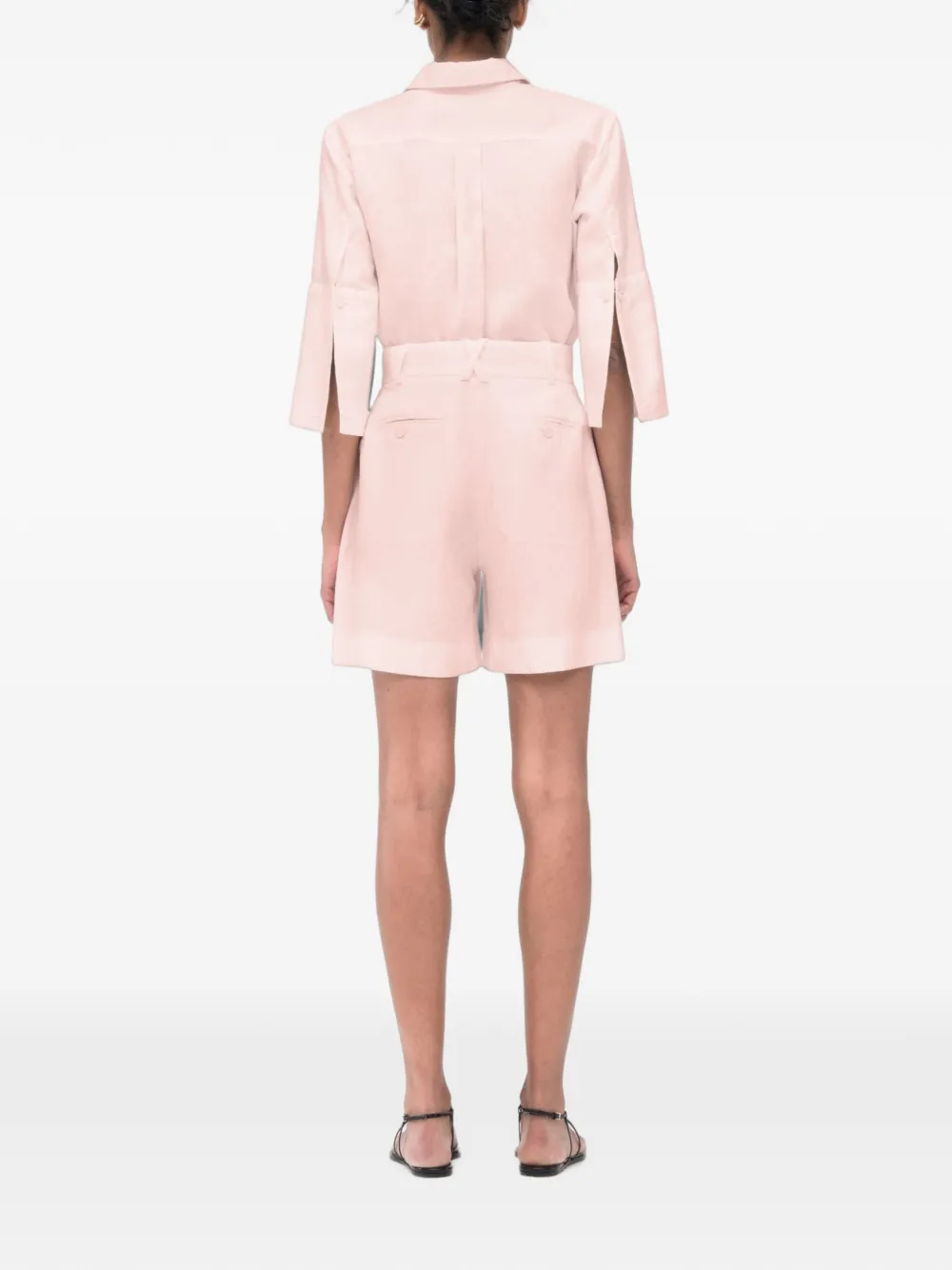 Another Tomorrow pleated linen shorts Roze