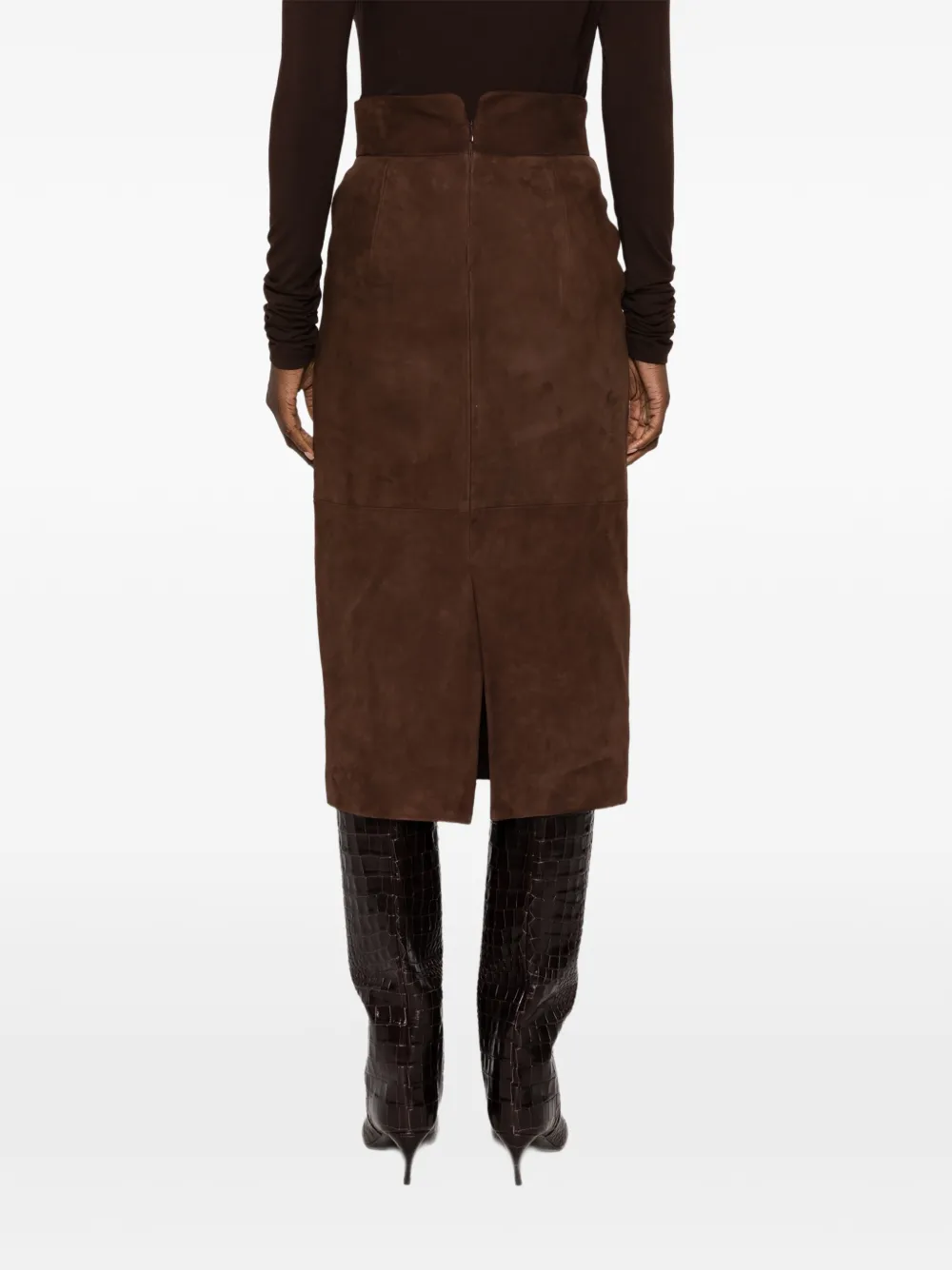 Tagliatore Myrtie suède midi-rok Bruin