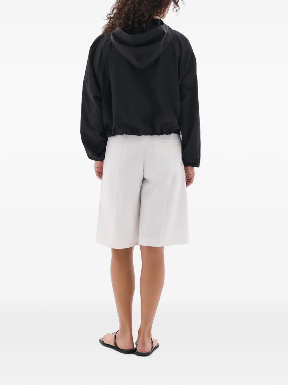 Another Tomorrow Leren shirtjack Zwart