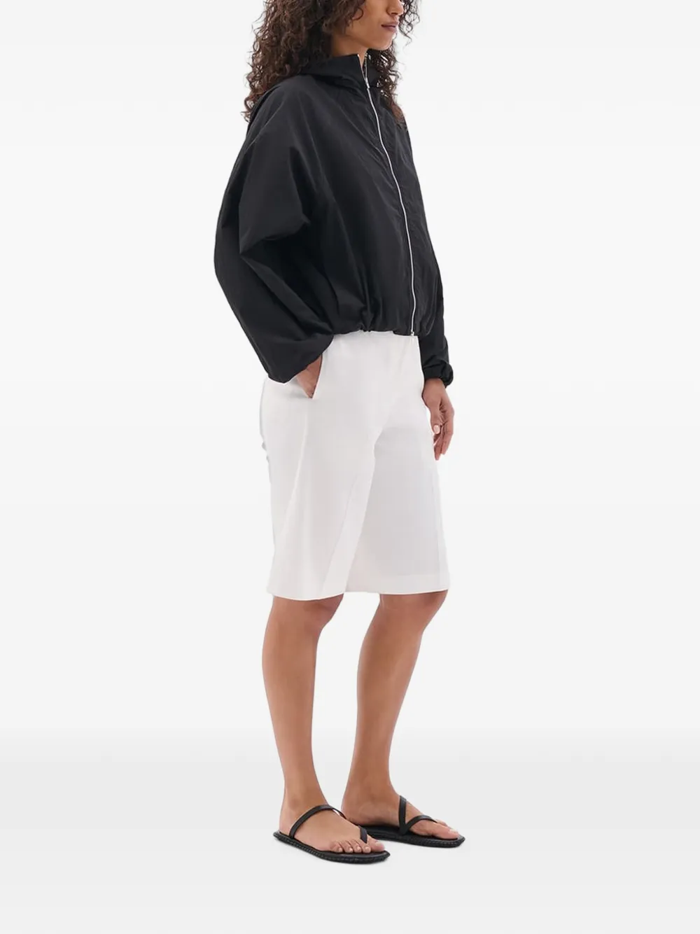 Another Tomorrow Leren shirtjack Zwart
