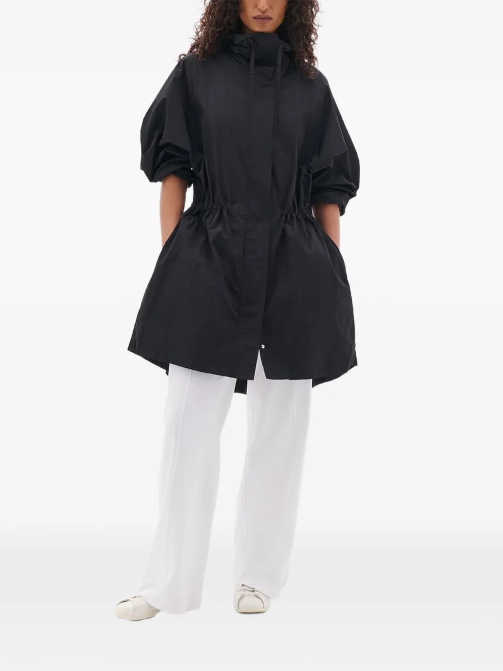 Another Tomorrow Hoodie met trekkoord en capuchon Zwart