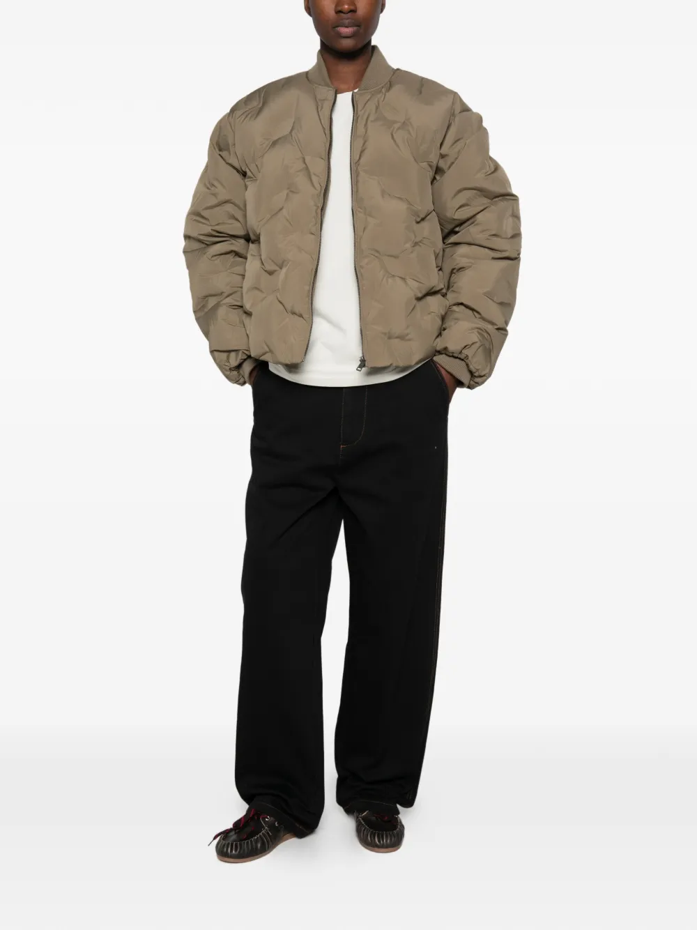 Daily Paper monogram-quilted puffer jacket Groen