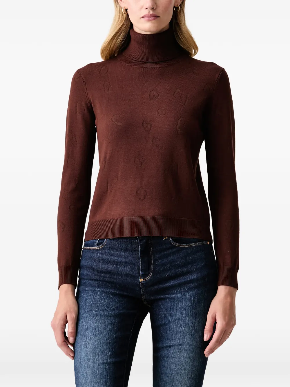 Fracomina Patterned Roll-neck Sweater In Brown