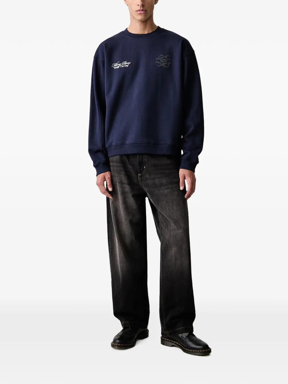 Filling Pieces Brisdge The Gap sweater met logo-print Blauw