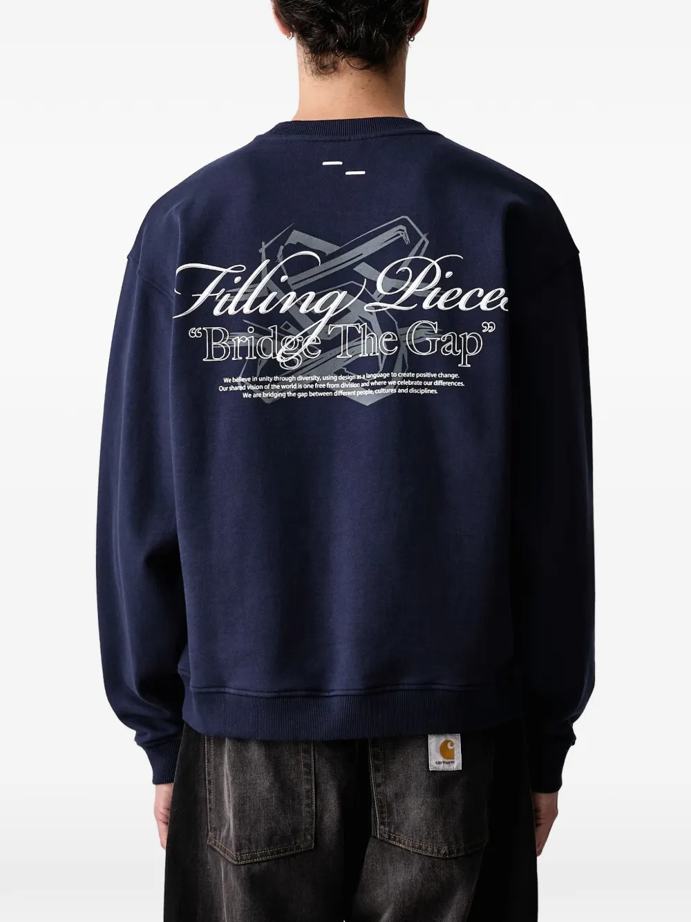 Filling Pieces Brisdge The Gap sweater met logo-print Blauw