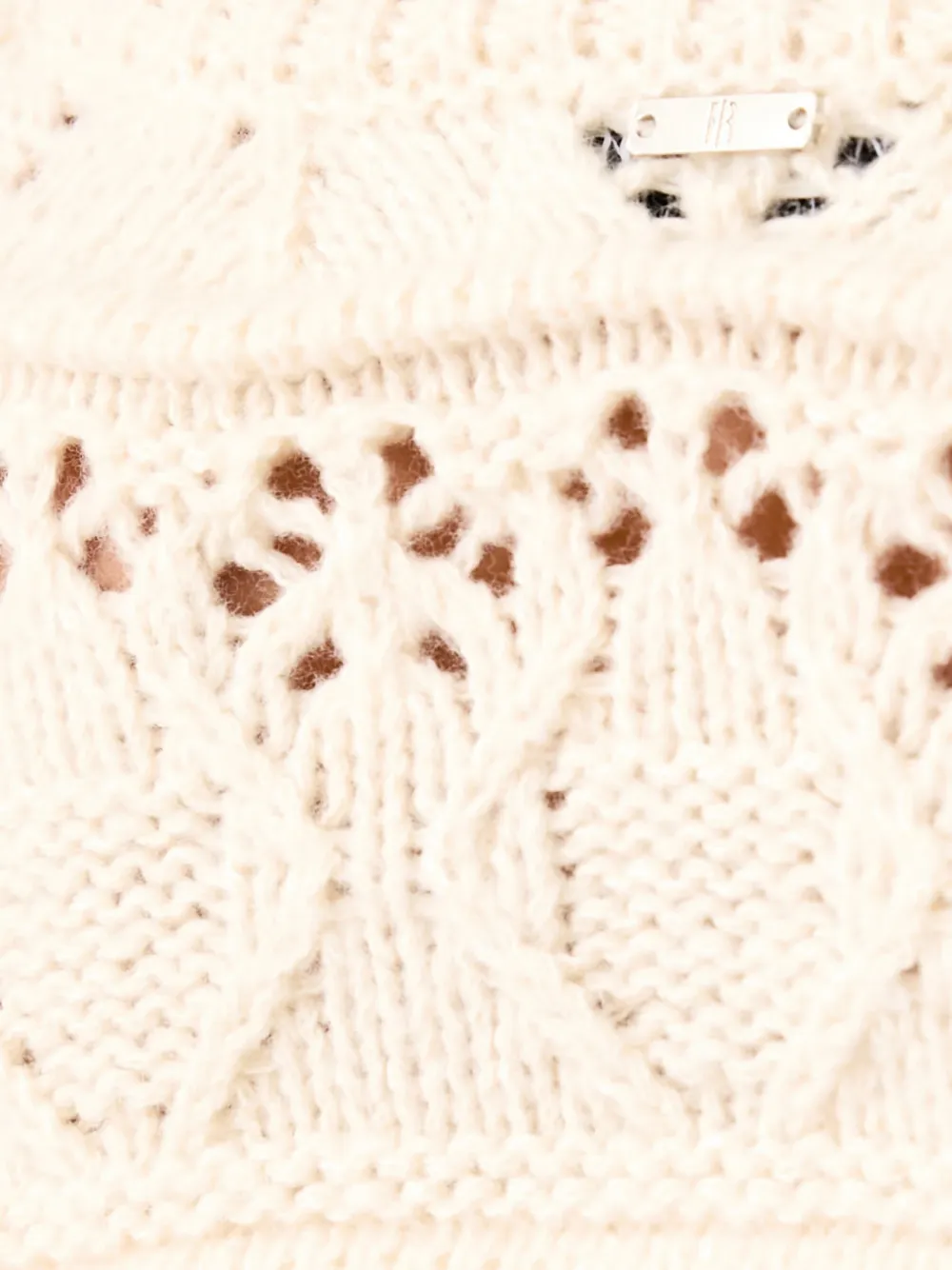 FRACOMINA Kabelgebreid vest met bloemen-applicatie Beige