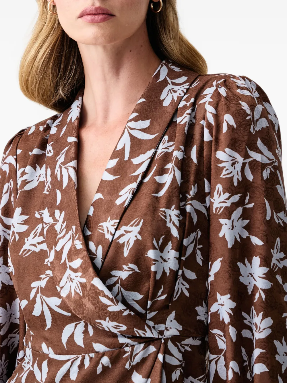 FRACOMINA Wikkeljurk met bloemenprint Bruin