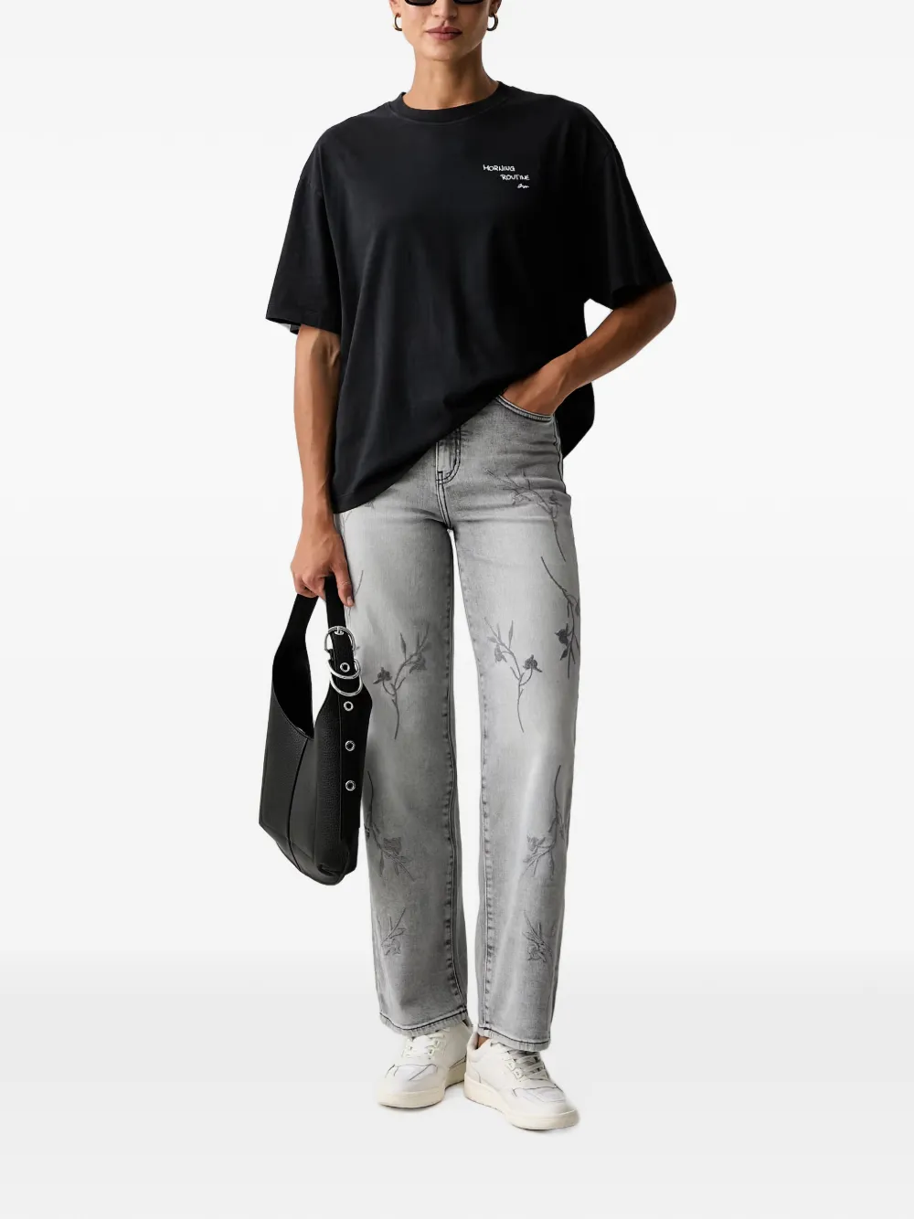 FRACOMINA Jeans met geborduurde bloemen Grijs