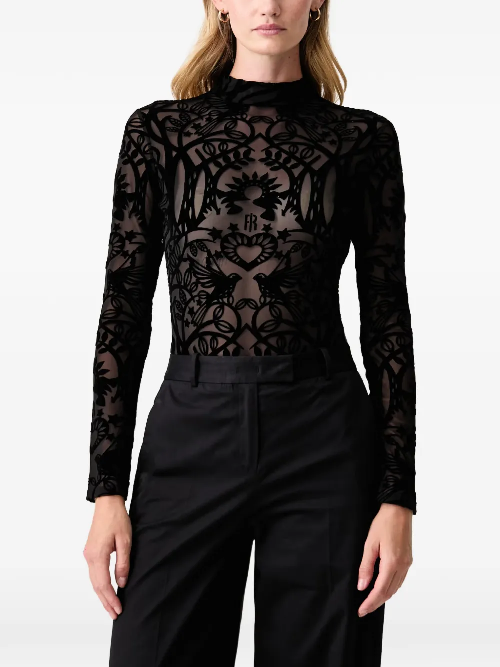 FRACOMINA velvet-patterned mesh body