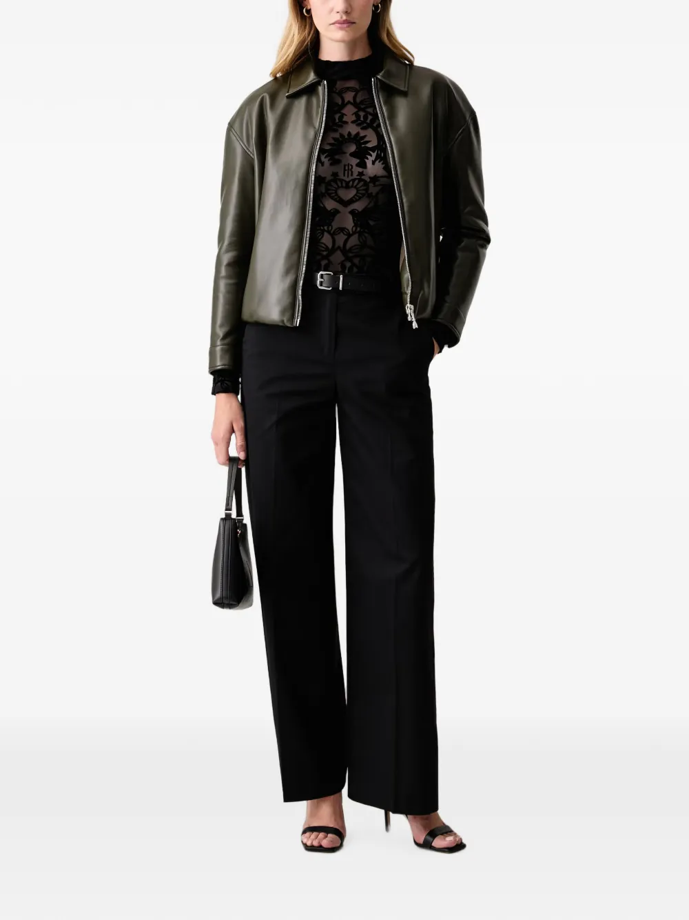 FRACOMINA velvet-patterned mesh body Zwart