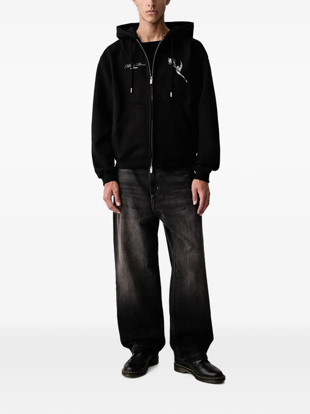 Filling Pieces Trophy hoodie met grafische print en rits Zwart