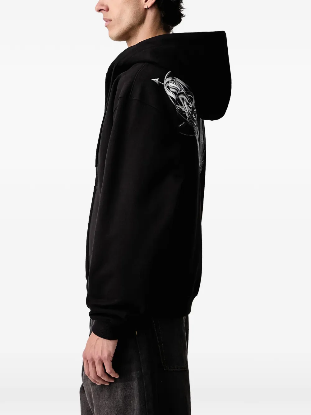 Filling Pieces Trophy hoodie met grafische print en rits Zwart