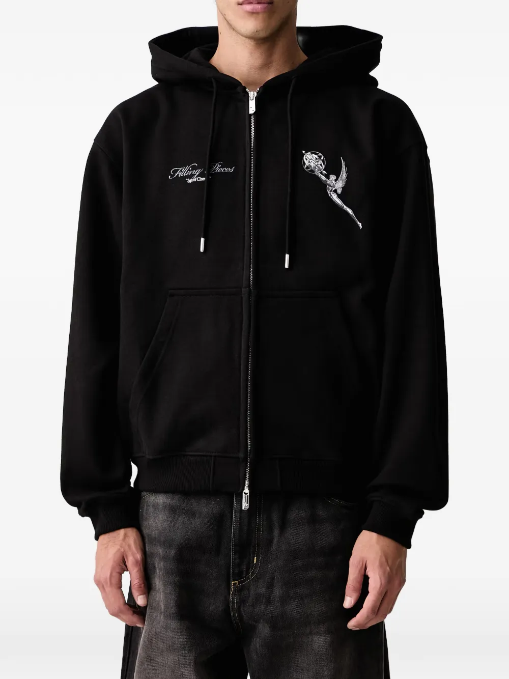 Filling Pieces Trophy hoodie met grafische print en rits Zwart