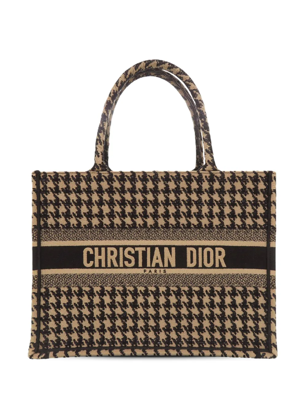 Christian Dior Pre-Owned 2020 mittelgroße Canvas-Tote Bag mit Hahnentrittmuster - Schwarz