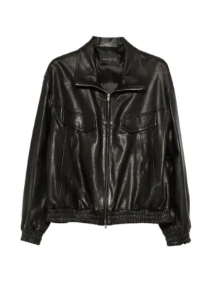 Emporio Armani Leather Bomber Jacket | Black | FARFETCH