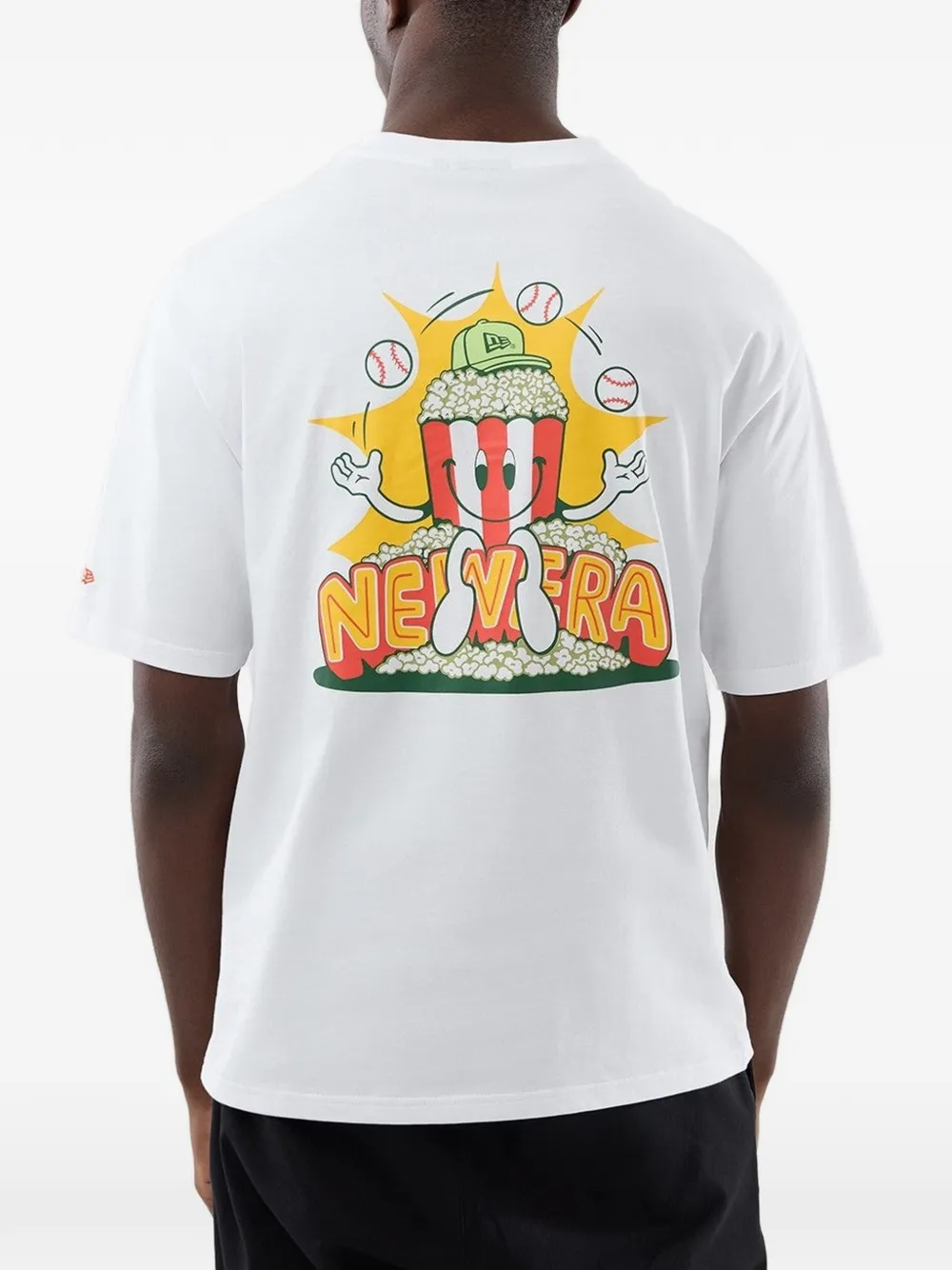 NEW ERA CAP Popcorn oversized T-shirt met grafische print Wit