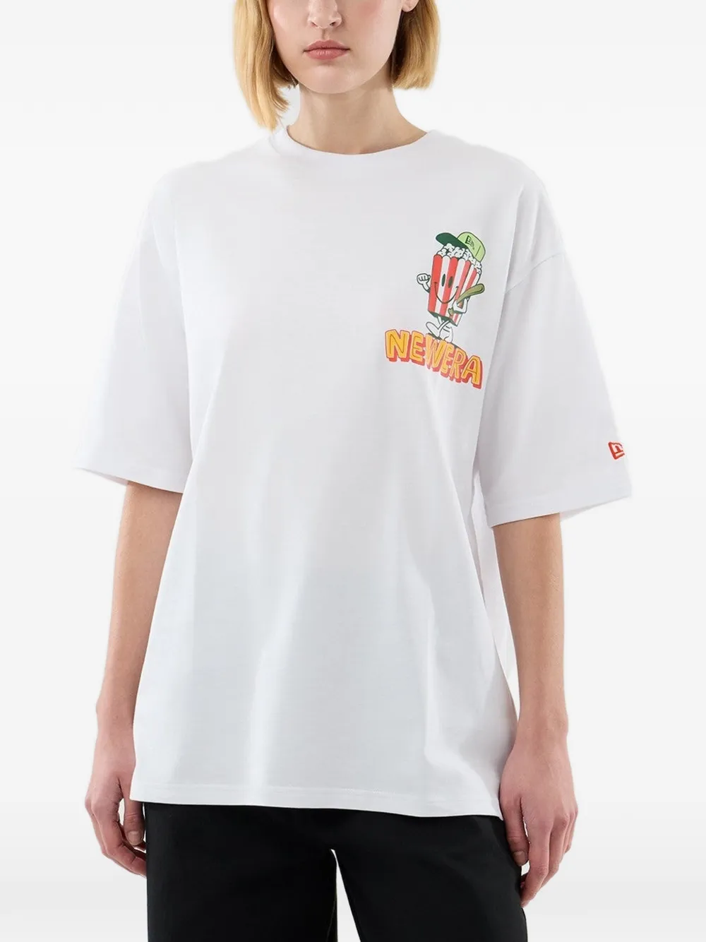NEW ERA CAP Popcorn oversized T-shirt met grafische print Wit