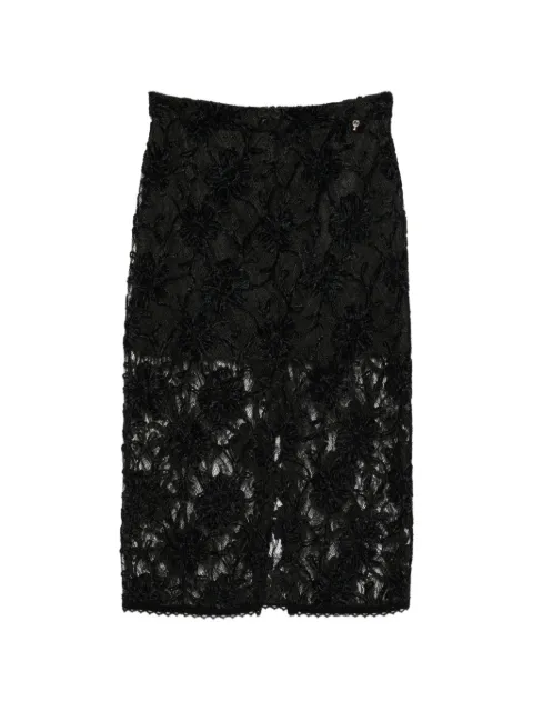 PHILIA LOFT floral-lace slit midi skirt