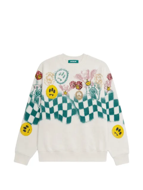 BARROW graphic-print checkered sweater