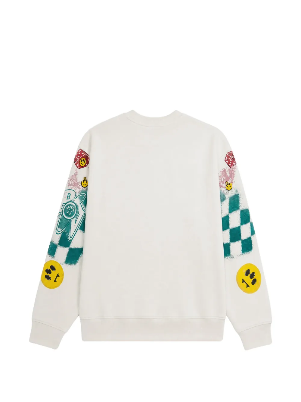 BARROW graphic-print checkered sweater Beige