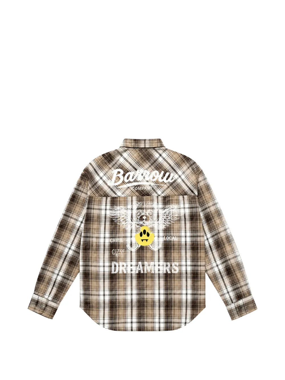 BARROW check-print logo-print shirt Beige