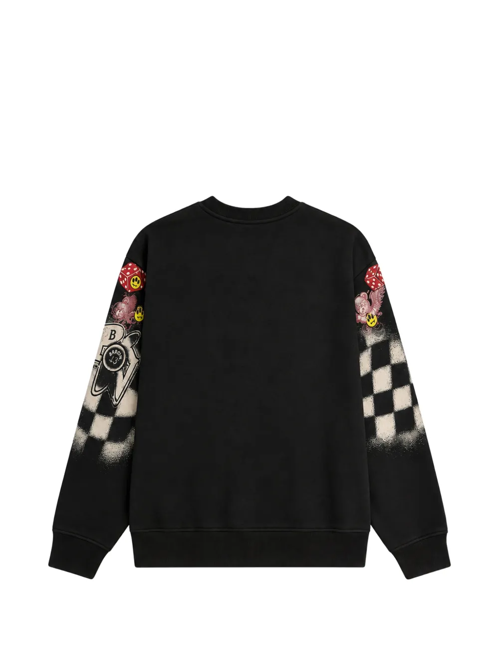 BARROW Geruite sweater met grafische print Zwart