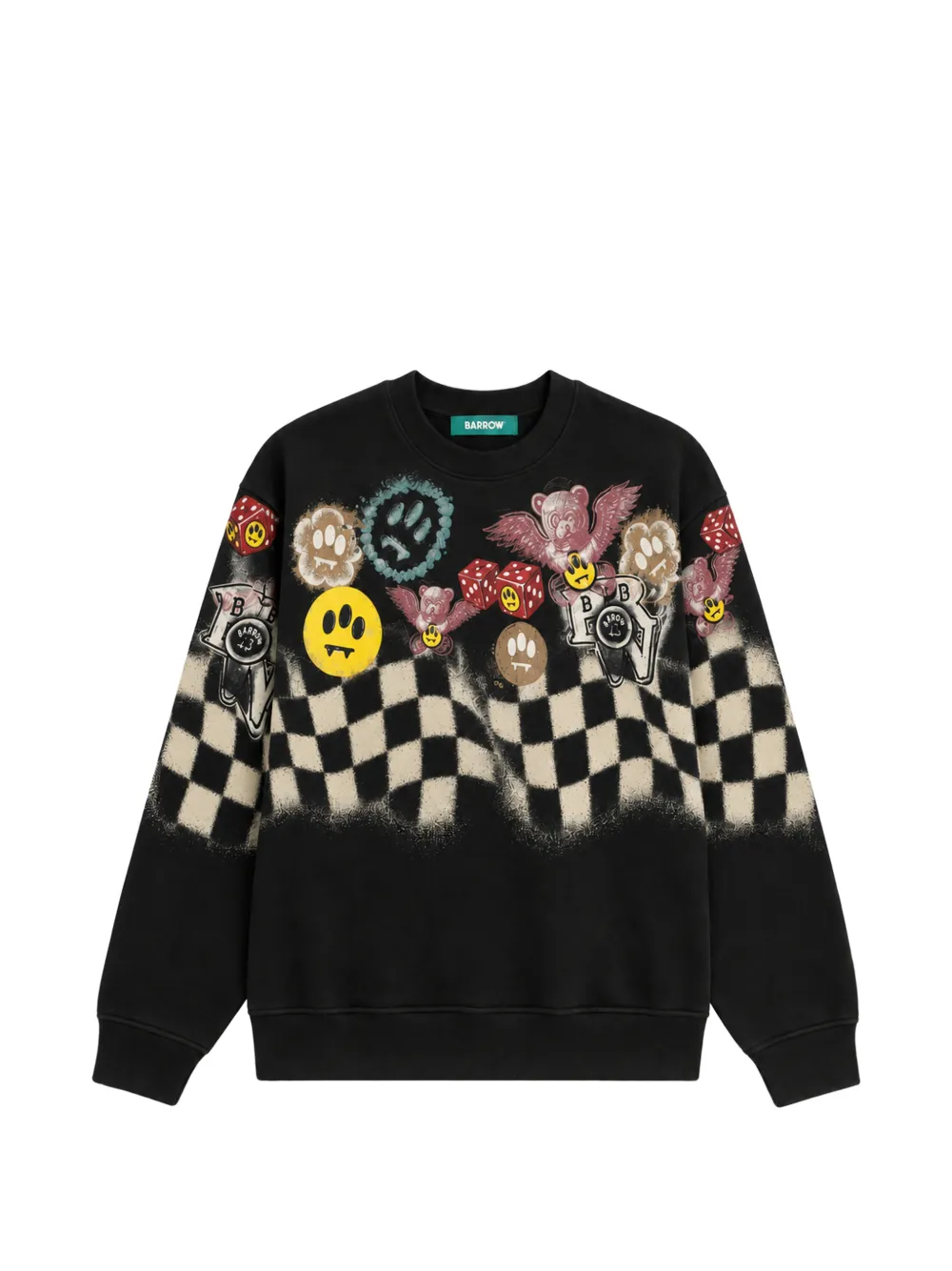 BARROW graphic-print checkered sweatshirt - Nero