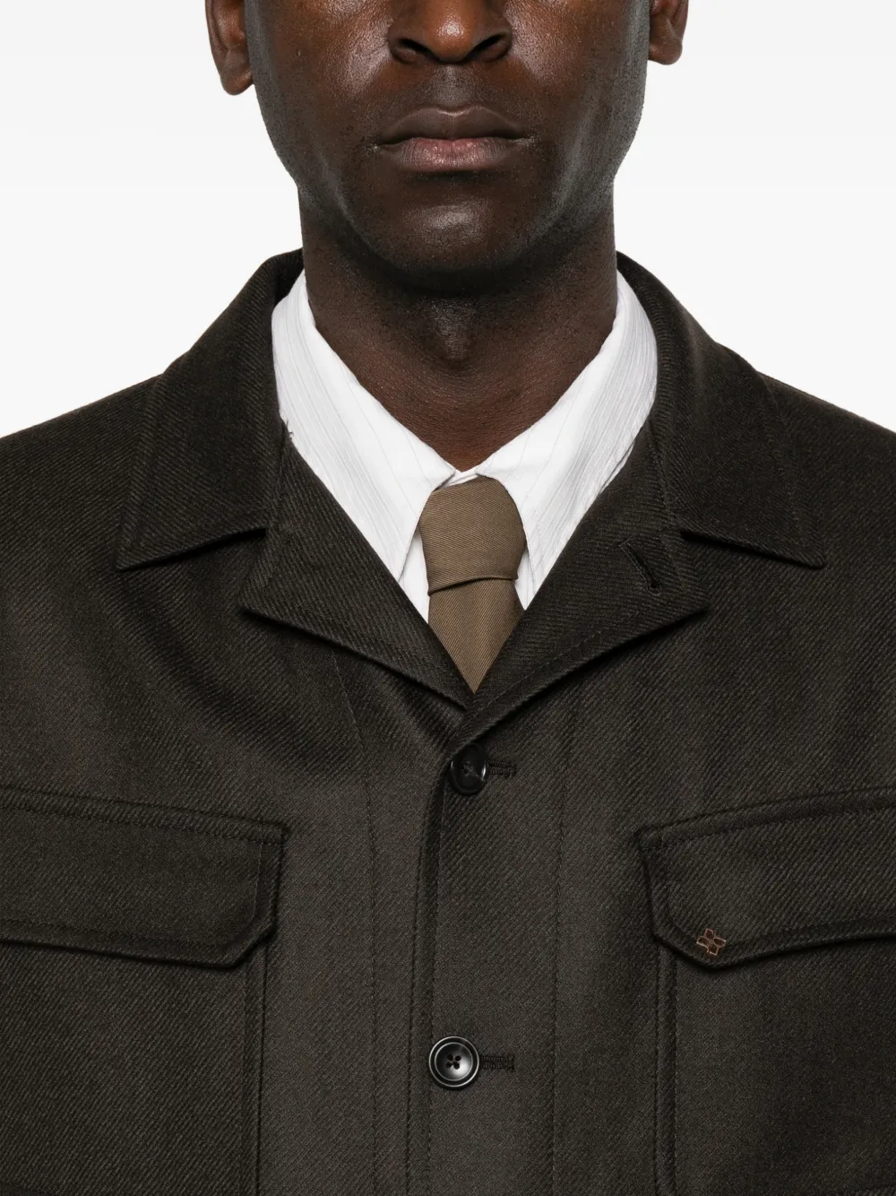 Tagliatore Calvin shirtjack met knopen Bruin