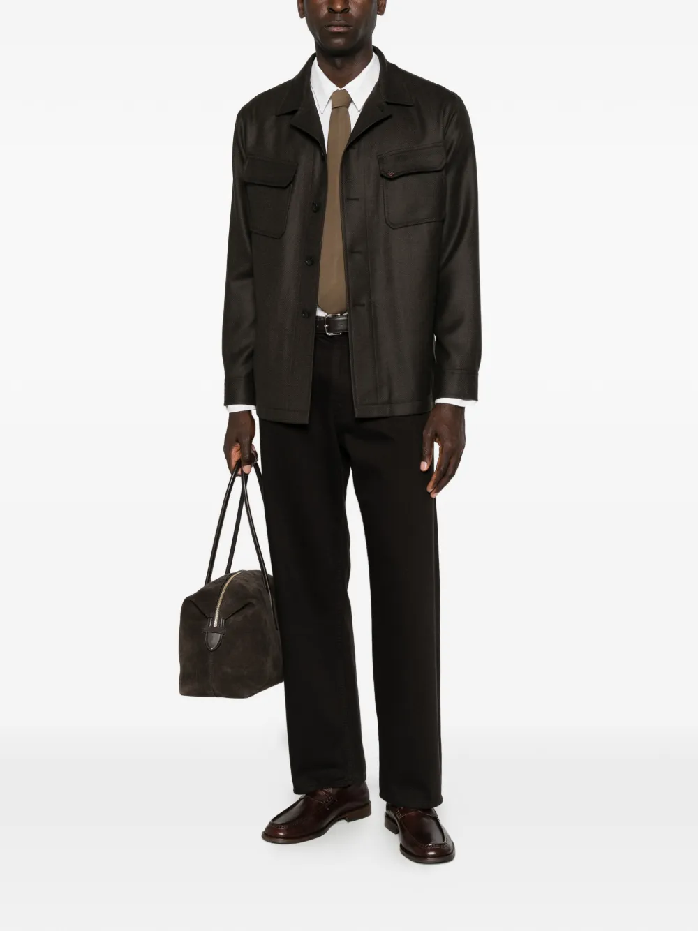 Tagliatore Calvin shirtjack met knopen Bruin