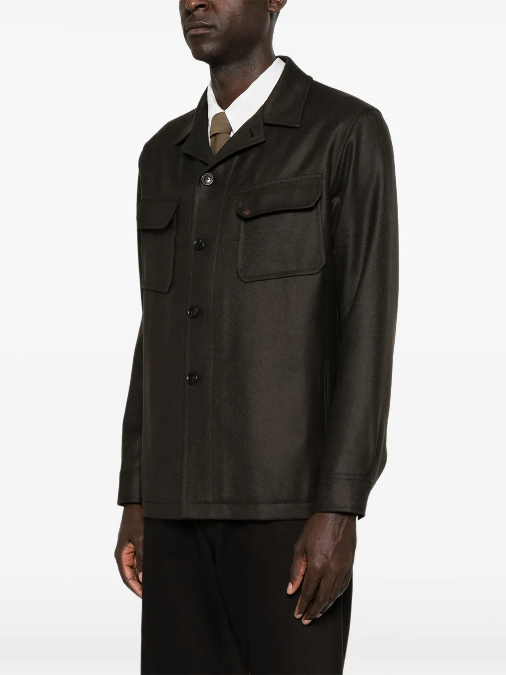 Tagliatore Calvin shirtjack met knopen Bruin