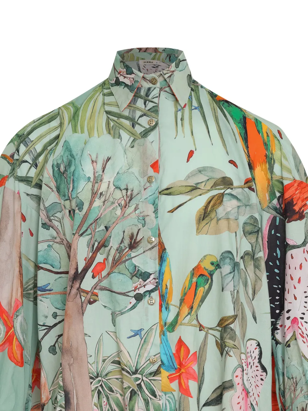 Amir Slama x Avatim katoenen overhemd met botanische print Groen