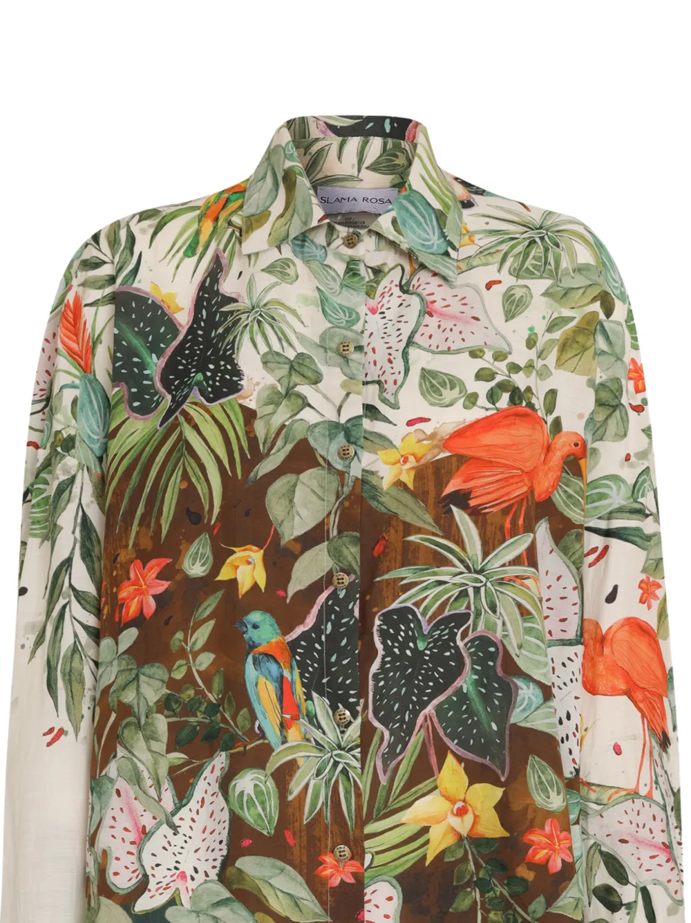 Amir Slama x Avatim overhemd met botanische print en lange mouwen Beige