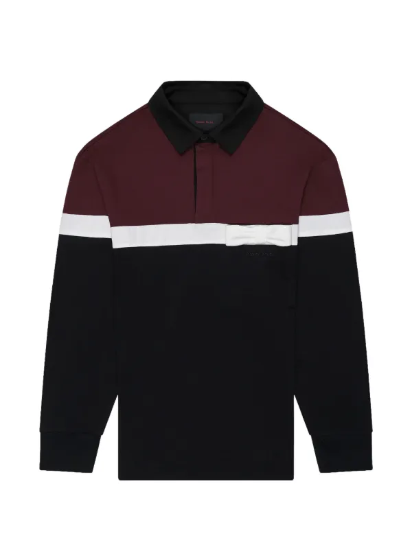 Simone Rocha Striped-pattern Cotton Polo Shirt in Black