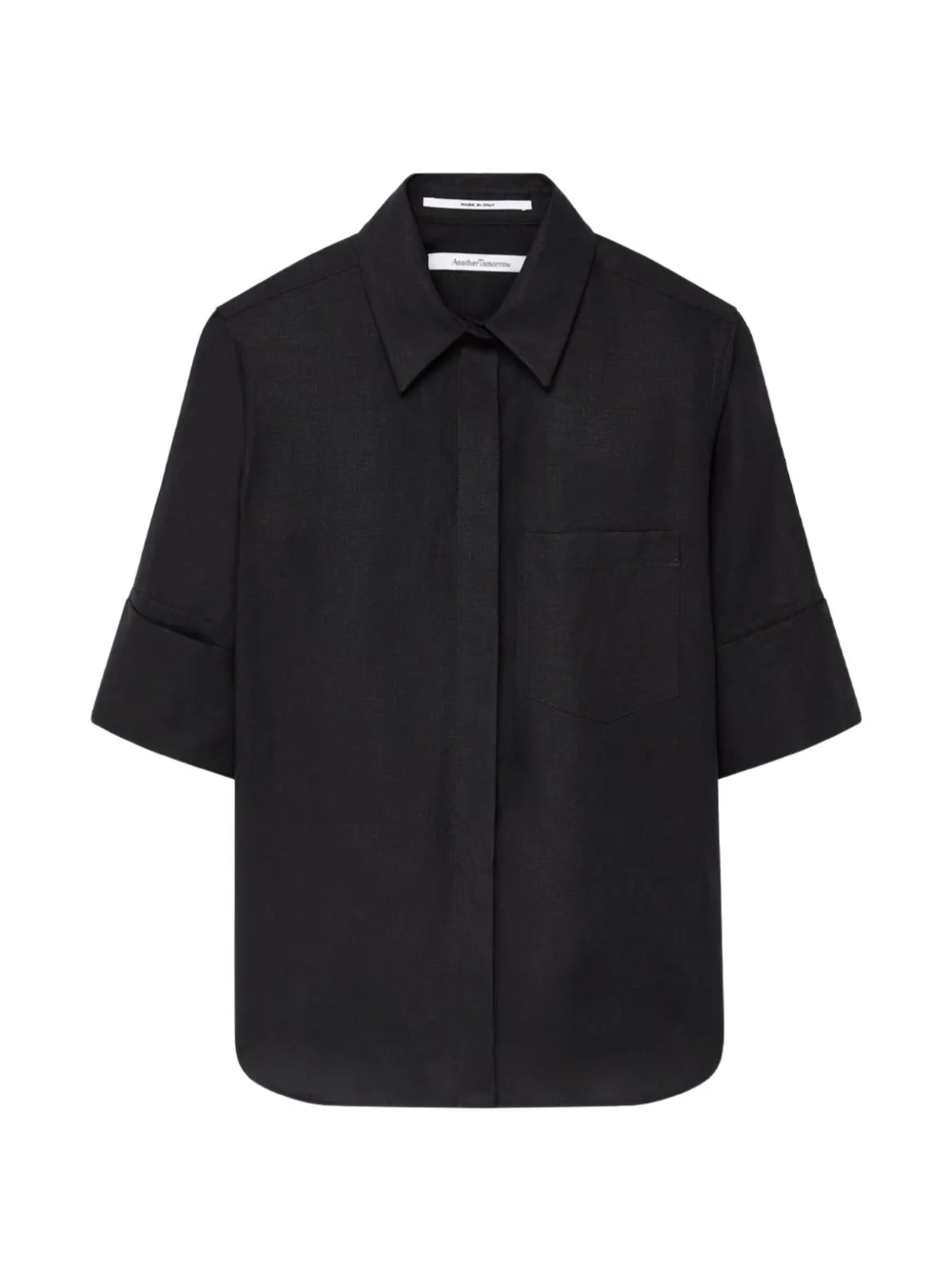Another Tomorrow French-cuff linen blouse