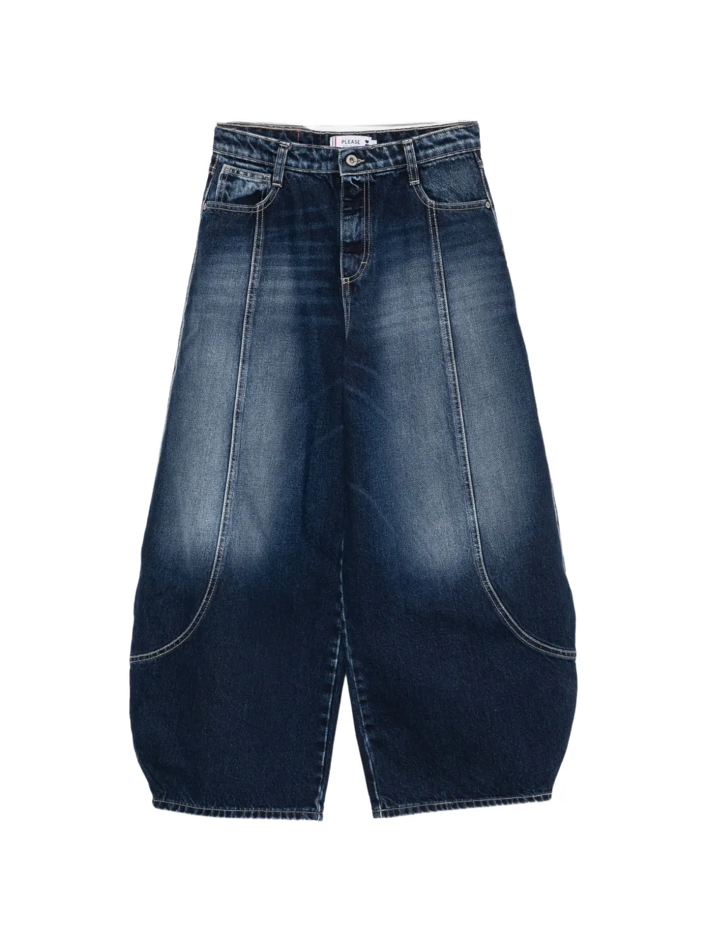 PLEASE barrel-leg panelled jeans - Blu