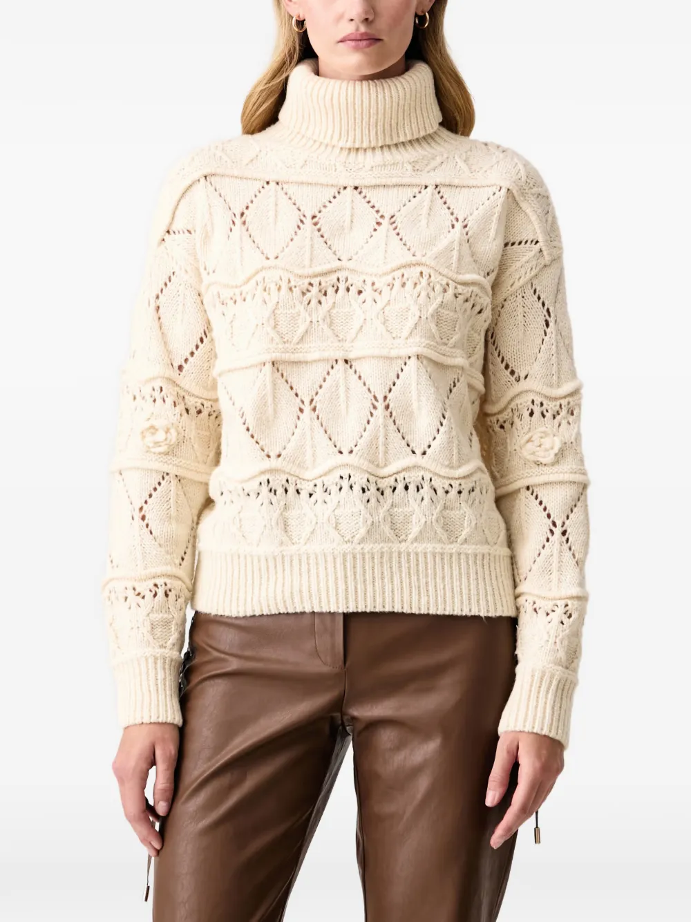 FRACOMINA pointelle-knit roll-neck sweater
